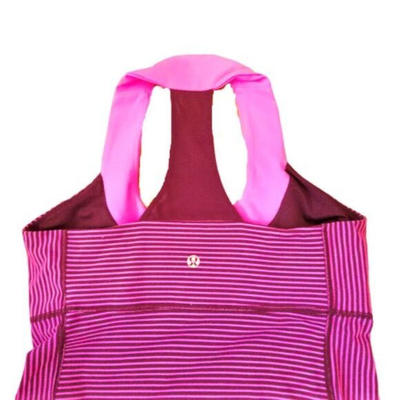 Lululemon Scoop Neck Tank top yoga in Hyper Stripe Raspberry Glo Light - Picture 7 of 10